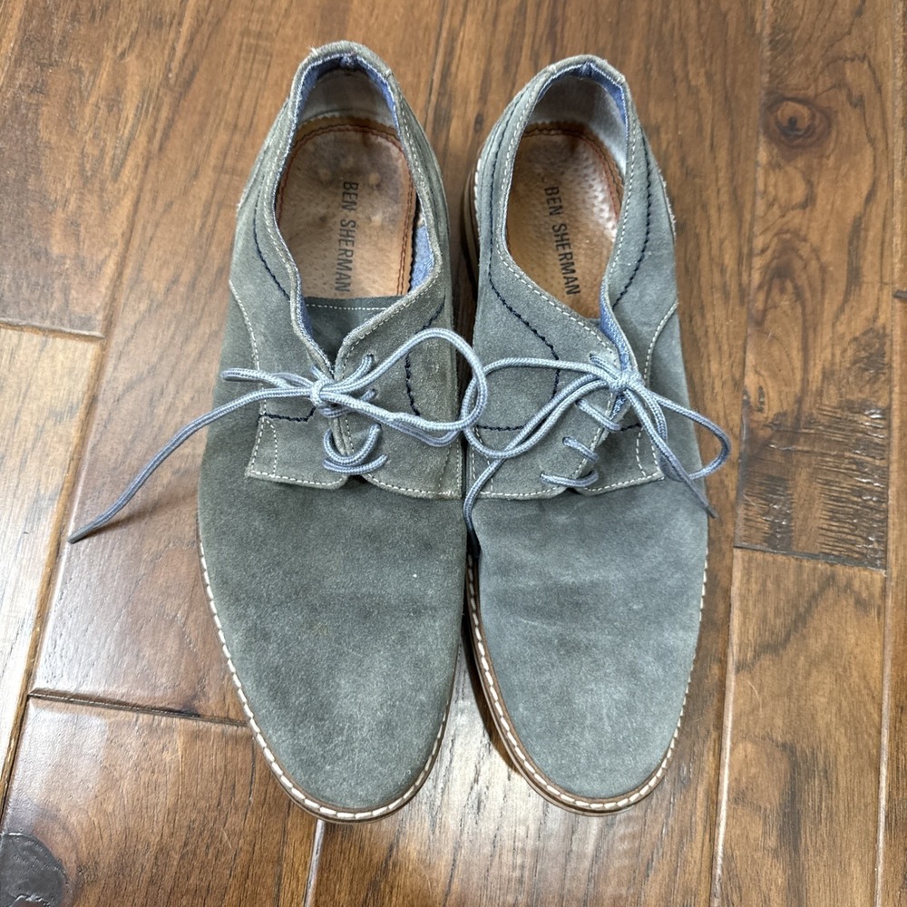 Ben Sherman Oxford Suede Leather Derby Dress Shoes‎ Mens 9 Gray Office Work Corp - Picture 6 of 9